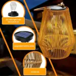 CageRattan Solar Lights Garden Bamboo Solar Lights Waterproof Hanging Lantern tag1