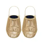 CageRattan Solar Lights Garden Bamboo Solar Lights Waterproof Hanging Lantern tag1