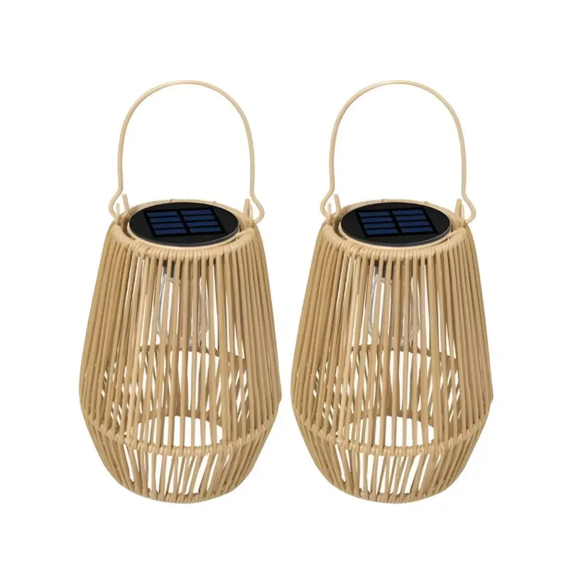 CageRattan Solar Lights Garden Bamboo Solar Lights Waterproof Hanging Lantern tag1