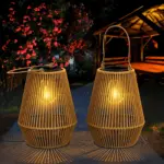 CageRattan Solar Lights Garden Bamboo Solar Lights Waterproof Hanging Lantern tag1
