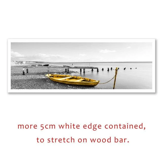 Calm Lake Surface Yellow Long Bridge Scene Black White Canvas Paintings Poster Prints Wall Art Pictures Living Room Home Decor -  - #tag1#