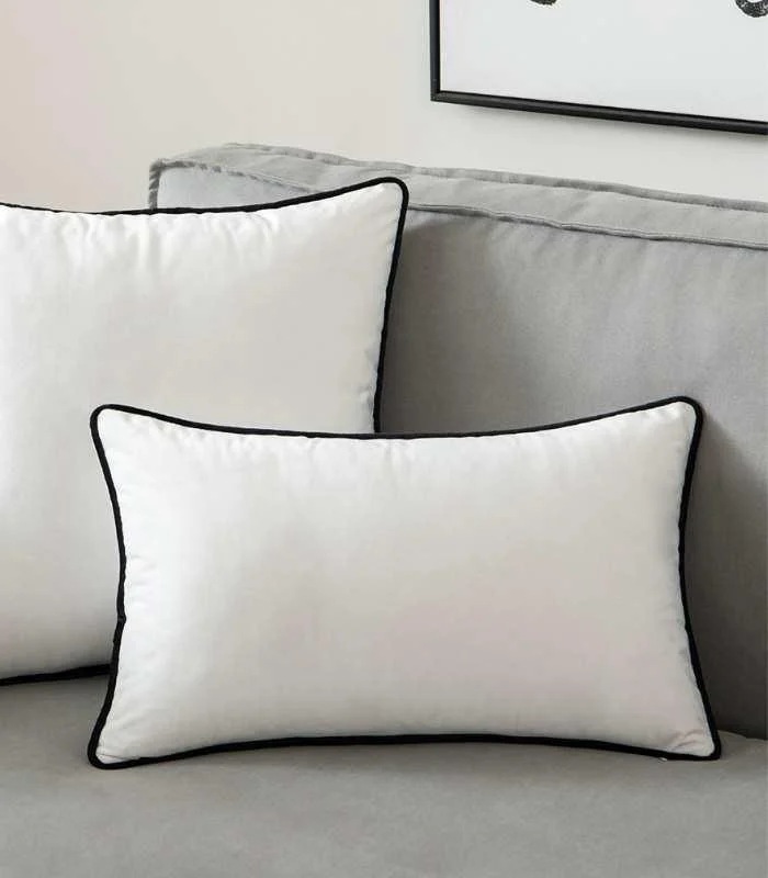 Camillo Cushion Cover Black and White Velvet with Pipping -  - #tag1#