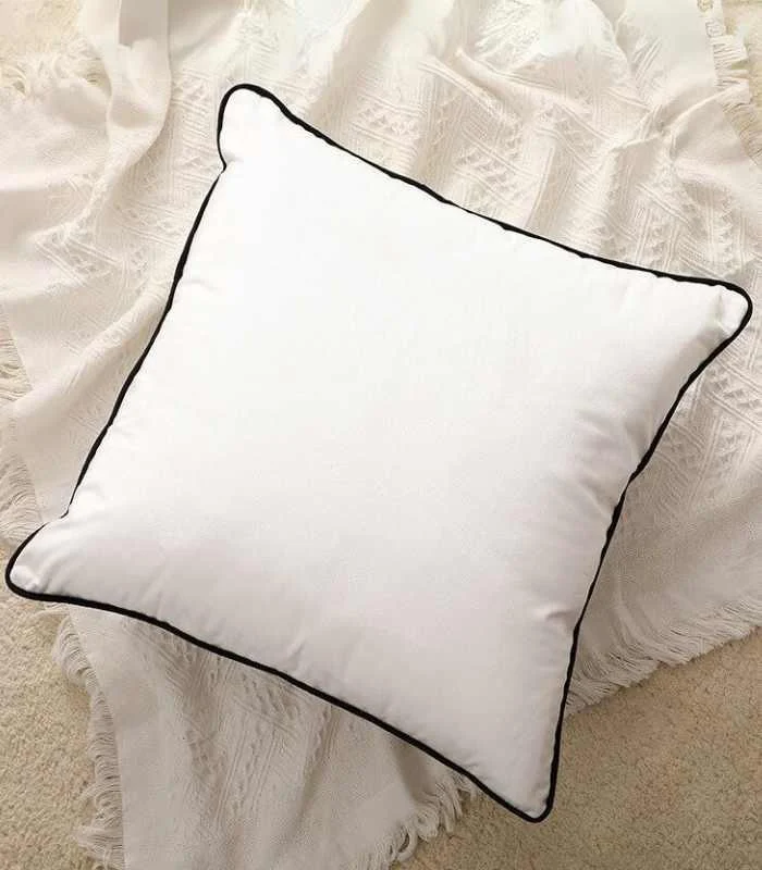 Camillo Cushion Cover Black and White Velvet with Pipping -  - #tag1#
