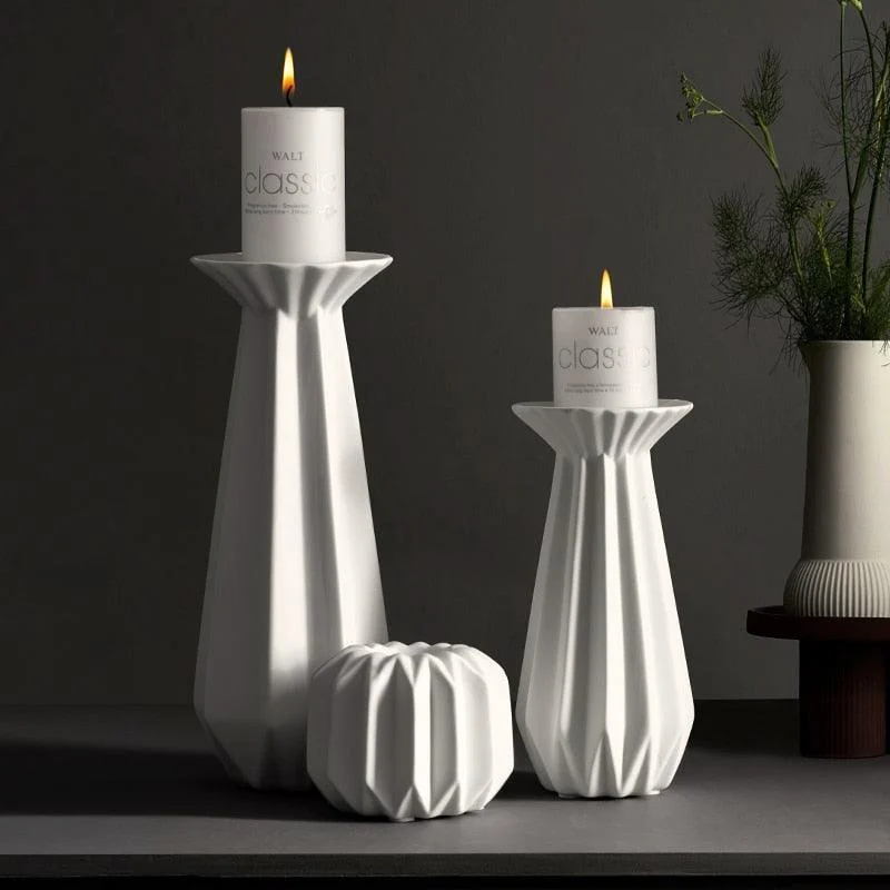 Candel Holder Pillar Porcelain White -  - #tag1#