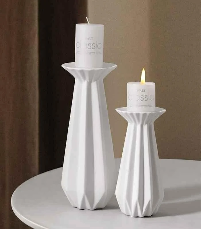 Candel Holder Pillar Porcelain White -  - #tag1#