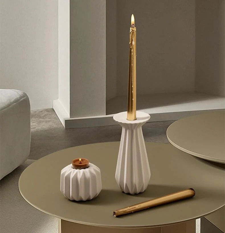 Candel Holder Pillar Porcelain White -  - #tag1#