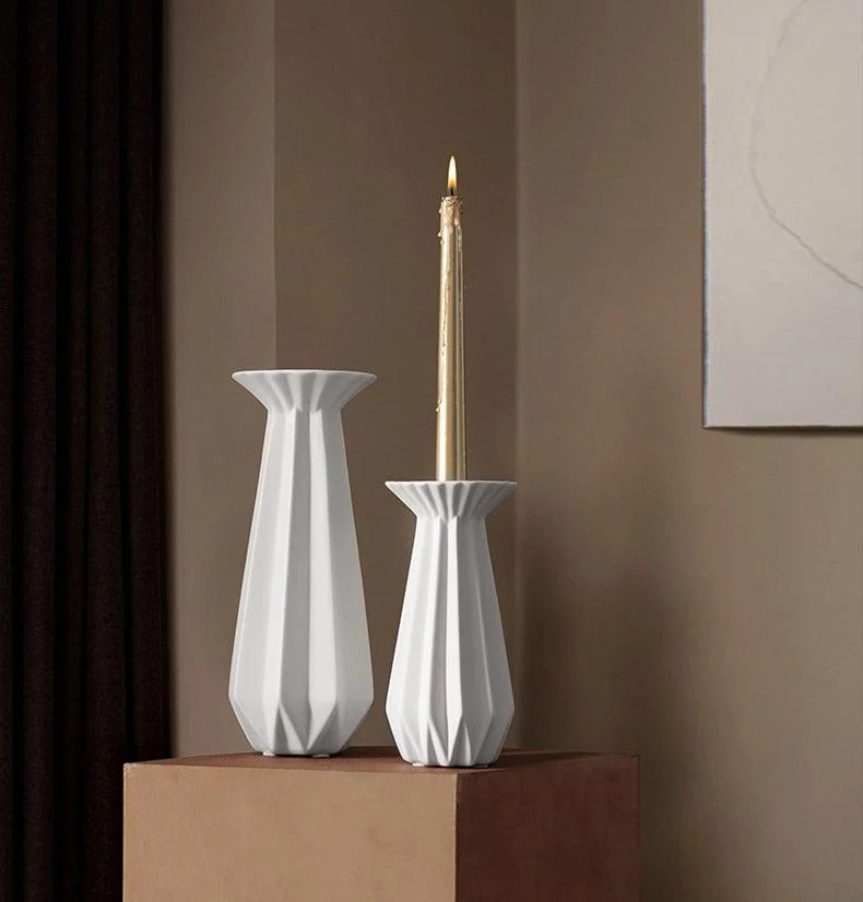 Candel Holder Pillar Porcelain White -  - #tag1#