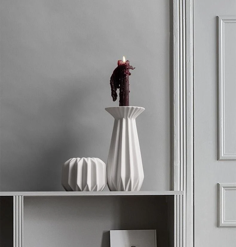Candel Holder Pillar Porcelain White -  - #tag1#