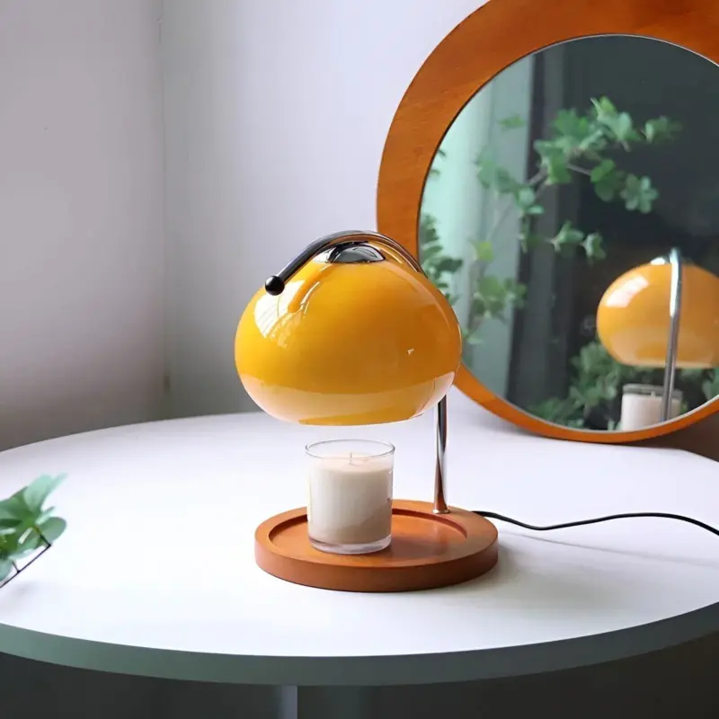 CandleGleam Dimmable Metal Glass Candle Warmer Lamp with Retro Charm tag1