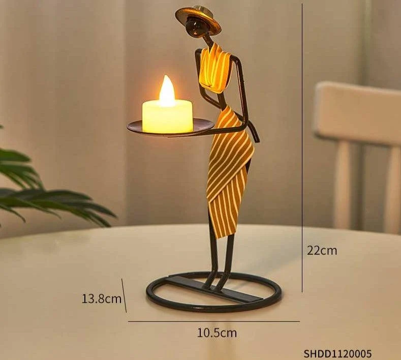 Candle Holder Vintage Maiden Moroccan Lamp Wrought Iron -
