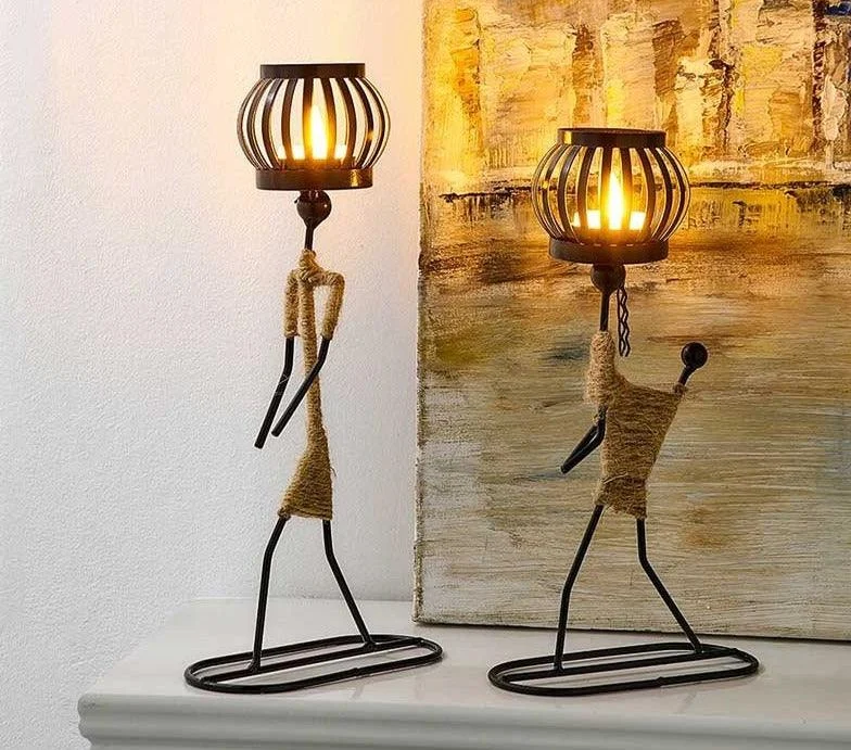 Candle Holder Vintage Maiden Moroccan Lamp Wrought Iron -