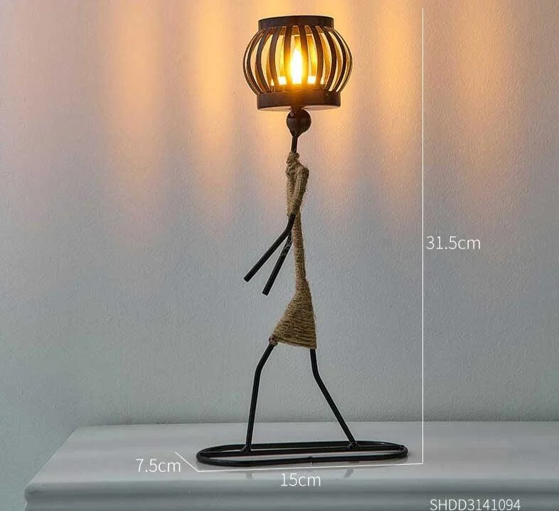 Candle Holder Vintage Maiden Moroccan Lamp Wrought Iron -