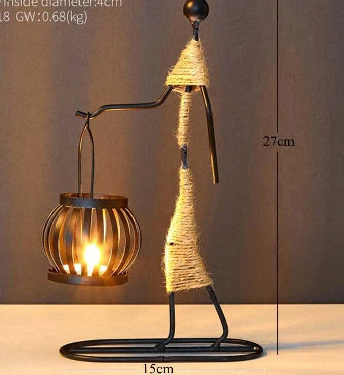 Candle Holder Vintage Maiden Moroccan Lamp Wrought Iron -