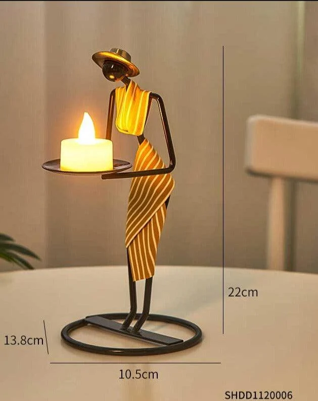Candle Holder Vintage Maiden Moroccan Lamp Wrought Iron -