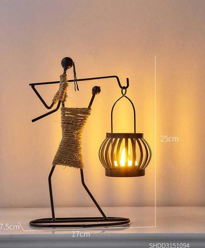 Candle Holder Vintage Maiden Moroccan Lamp Wrought Iron -