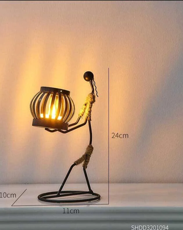 Candle Holder Vintage Maiden Moroccan Lamp Wrought Iron -