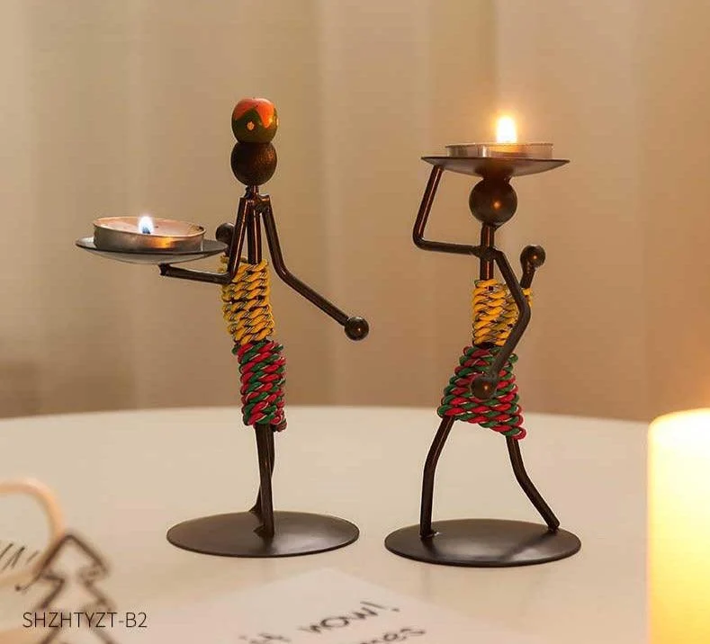 Candle Holder Vintage Maiden Moroccan Lamp Wrought Iron -