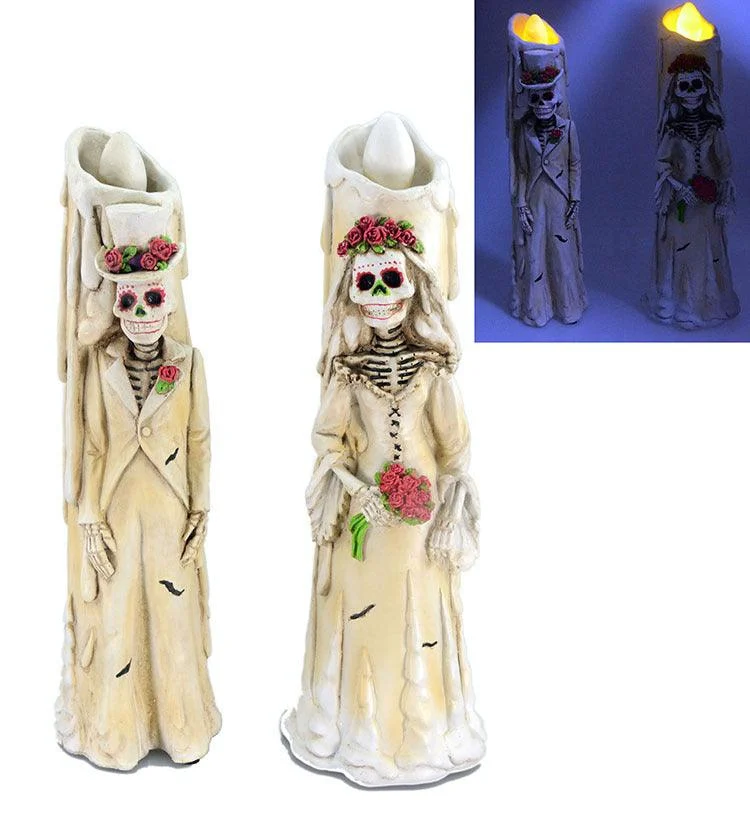 Candle LED Lights Horror Candle Skull Couple Props -  - #tag1#