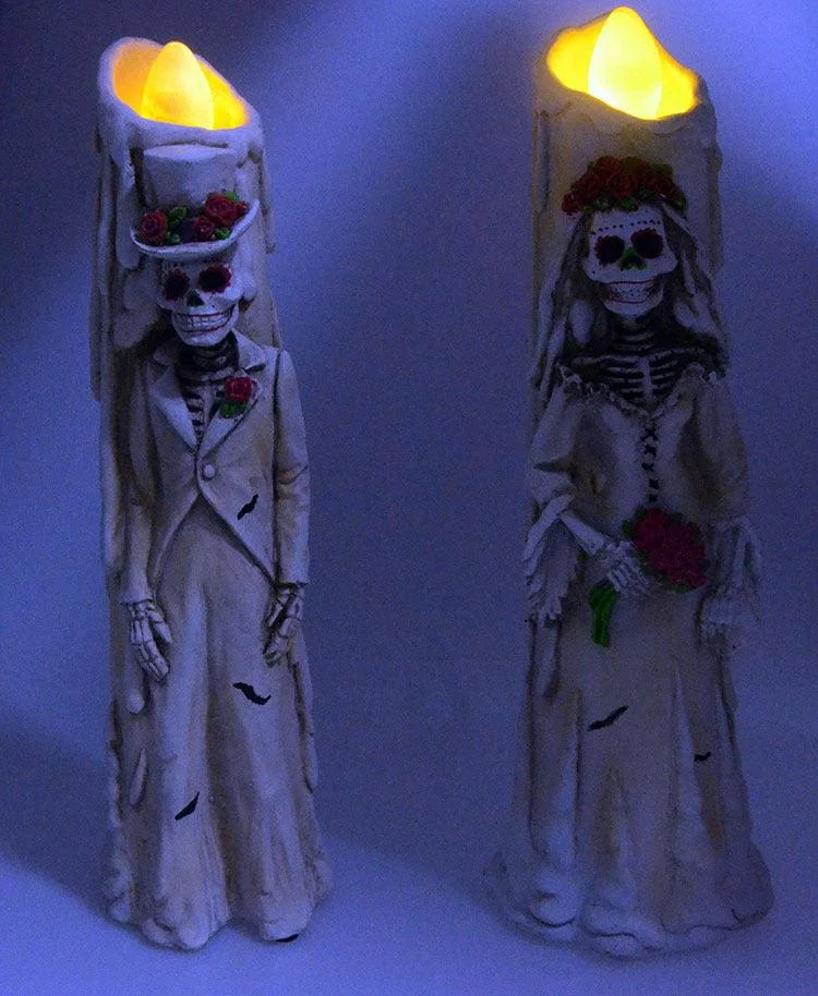 Candle LED Lights Horror Candle Skull Couple Props -  - #tag1#