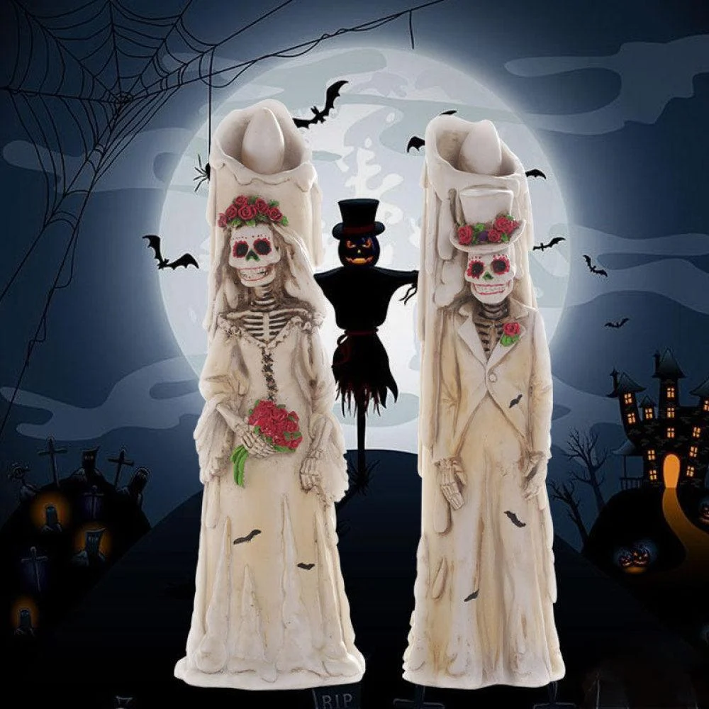 Candle LED Lights Horror Candle Skull Couple Props -  - #tag1#