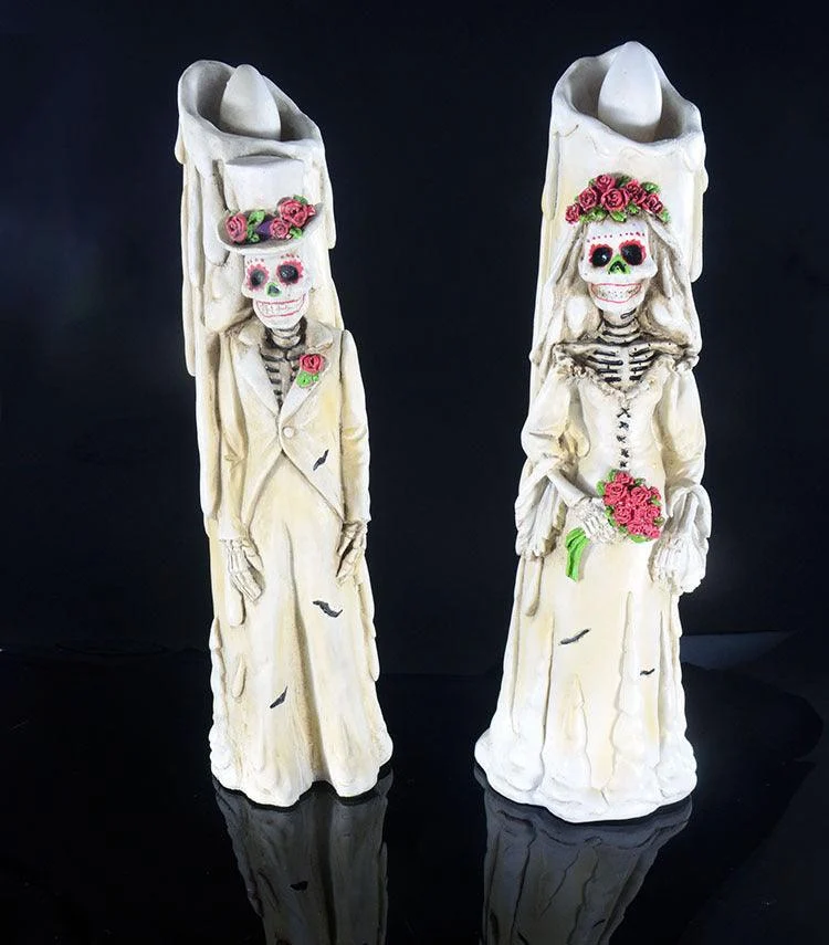 Candle LED Lights Horror Candle Skull Couple Props -  - #tag1#