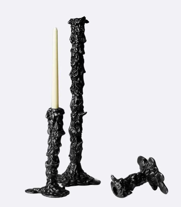 Candlestick Candle Holder Drip Resin Black -  - #tag1#