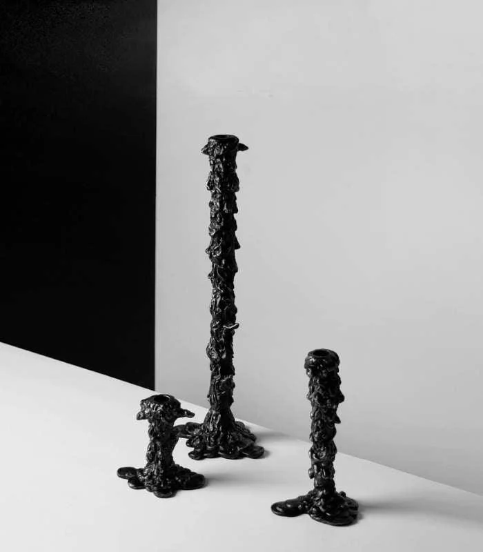 Candlestick Candle Holder Drip Resin Black -  - #tag1#