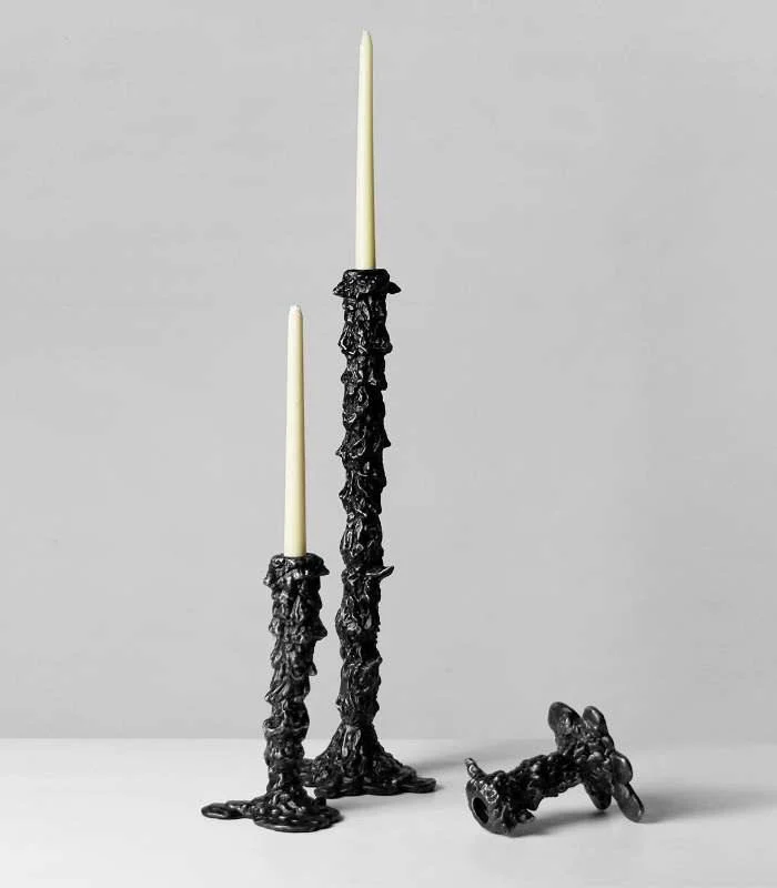 Candlestick Candle Holder Drip Resin Black -  - #tag1#