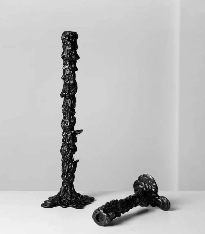 Candlestick Candle Holder Drip Resin Black -  - #tag1#