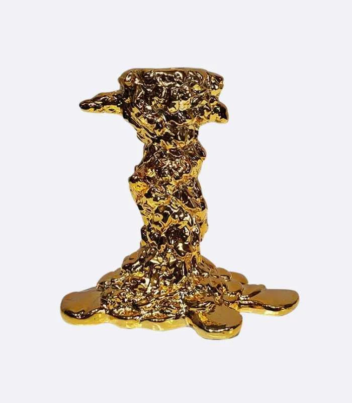 Candlestick Candle Holder Golden Drip Resin -  - #tag1#