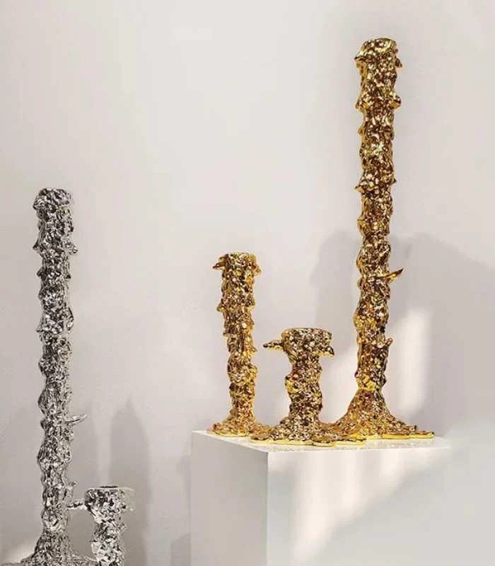 Candlestick Candle Holder Golden Drip Resin -  - #tag1#