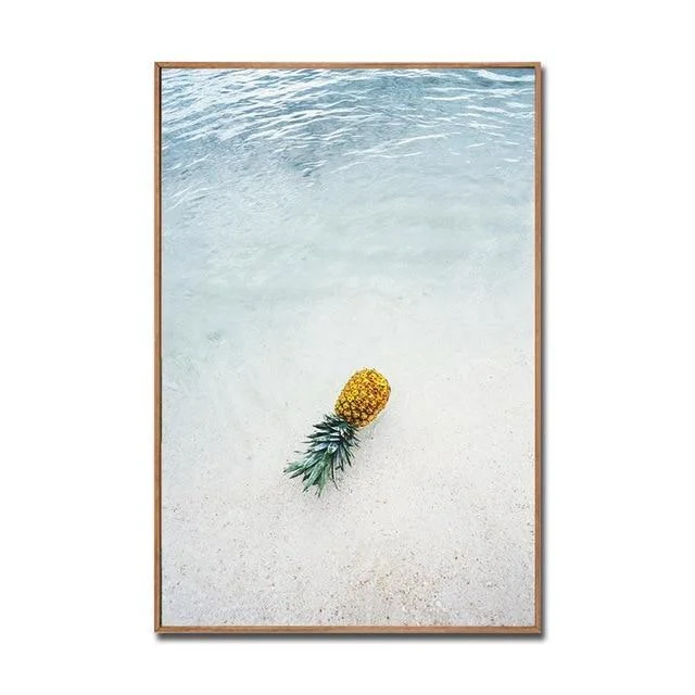 Canvas Painting Seascape Poster Beach Sea Tree Sand Ocean Pineapple Poster Nordic Style Print Wall Picture For Living Room -  - #tag1#