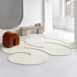Unique wool carpet with irregular shape