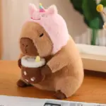 Capybara Drinking Boba Huggable Plushie tag1