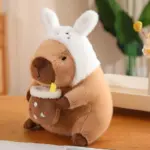 Capybara Drinking Boba Huggable Plushie tag1