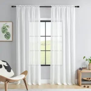 Cara - Rain Texture Semi-transparent Curtains with Eyelets