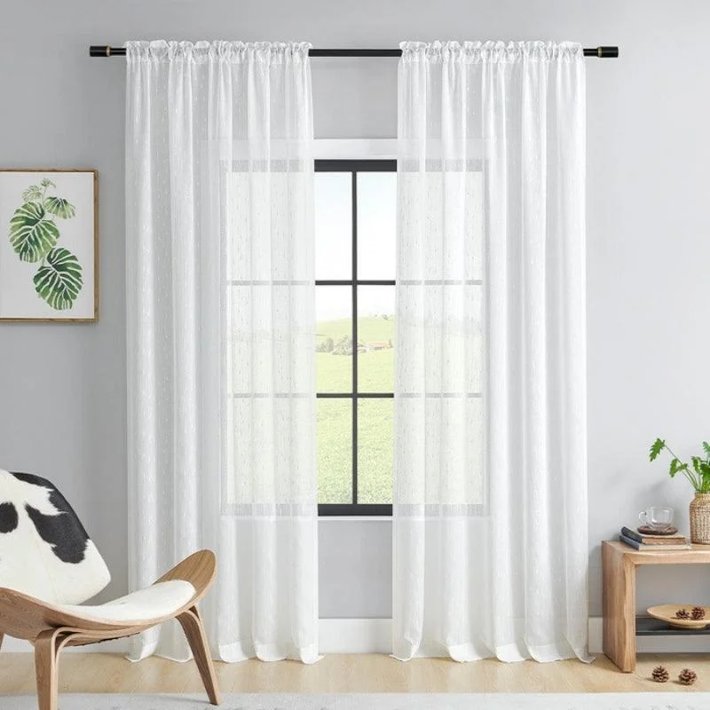Cara - Rain Texture Semi-transparent Curtains with Eyelets -  - #tag1#