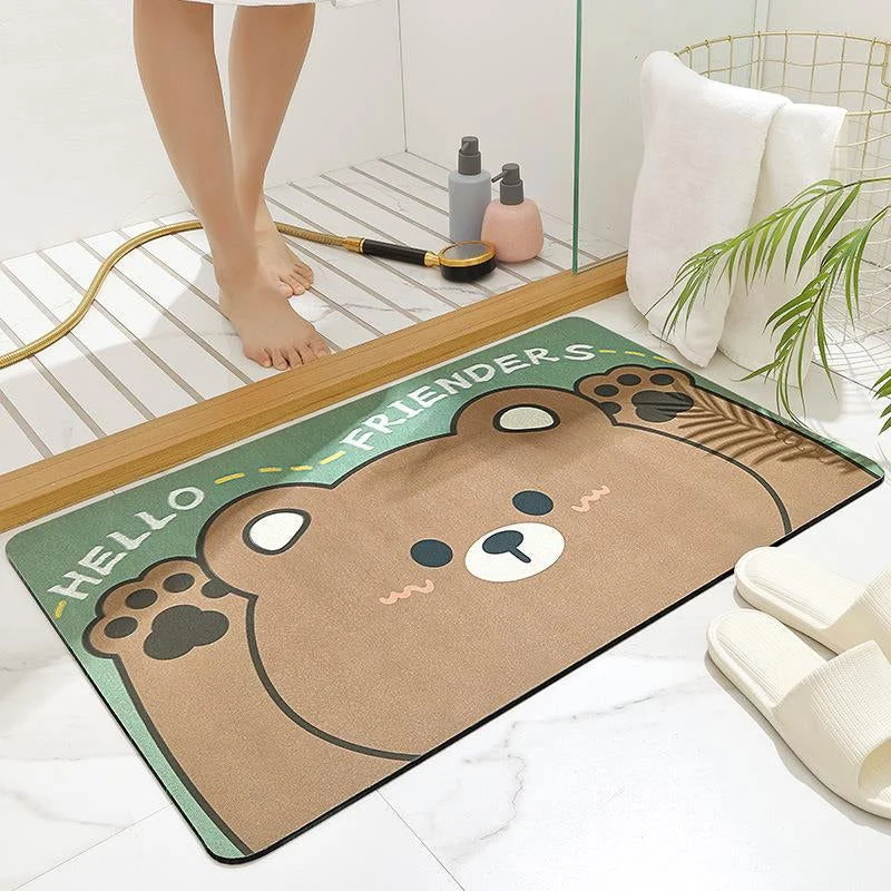 Cartoon Anti-Slip Bathroom Mat, Washable Quick Drying Anti-Bacterial Door Mat -  - #tag1#