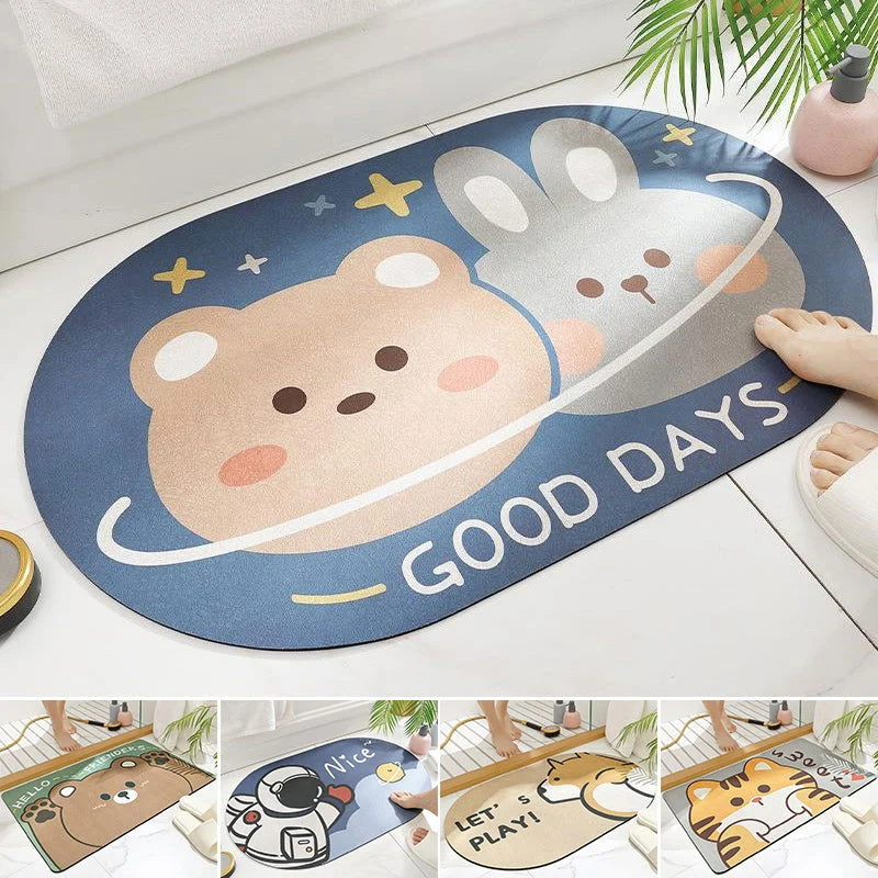 Cartoon Anti-Slip Bathroom Mat, Washable Quick Drying Anti-Bacterial Door Mat -  - #tag1#