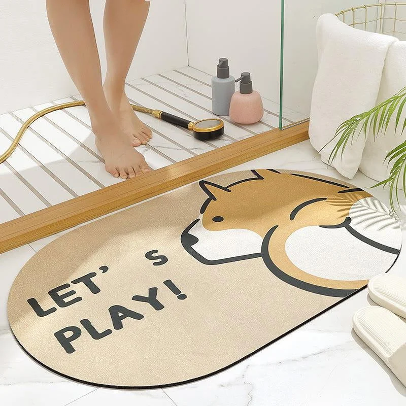 Cartoon Anti-Slip Bathroom Mat, Washable Quick Drying Anti-Bacterial Door Mat -  - #tag1#