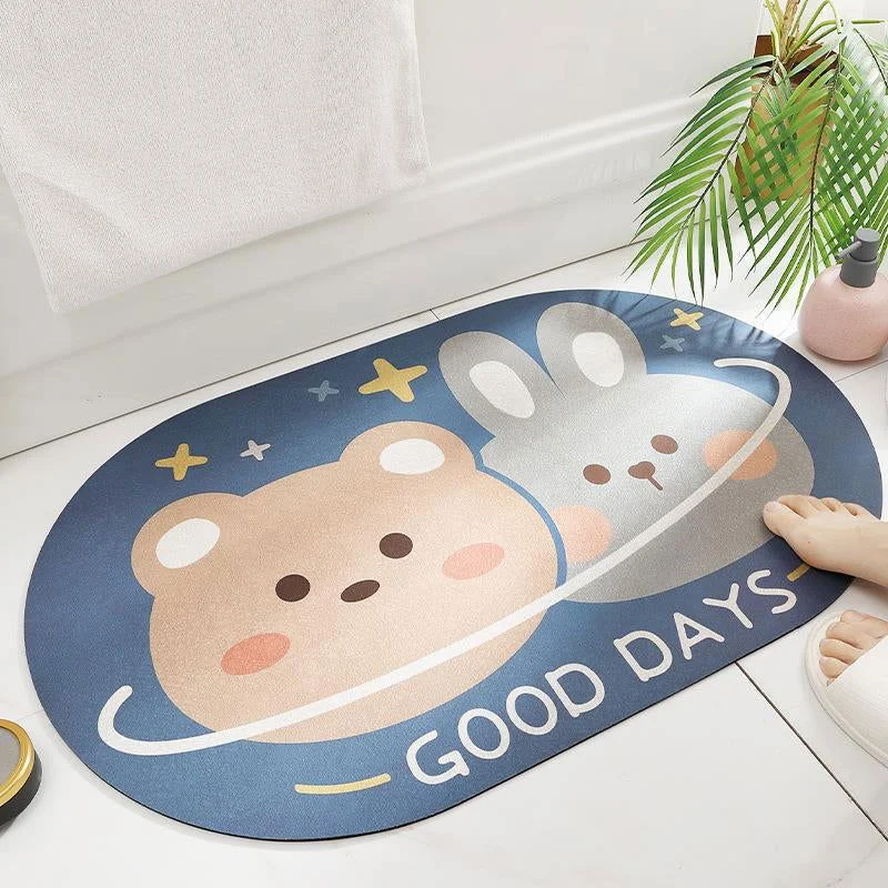 Cartoon Anti-Slip Bathroom Mat, Washable Quick Drying Anti-Bacterial Door Mat -  - #tag1#