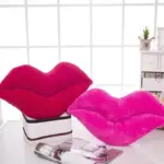 Cartoon Big Red Lips Plush Cushion tag1