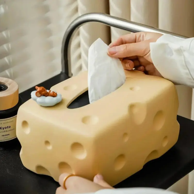 Cartoon Cheese Shape Ceramic Tissue Box tag1