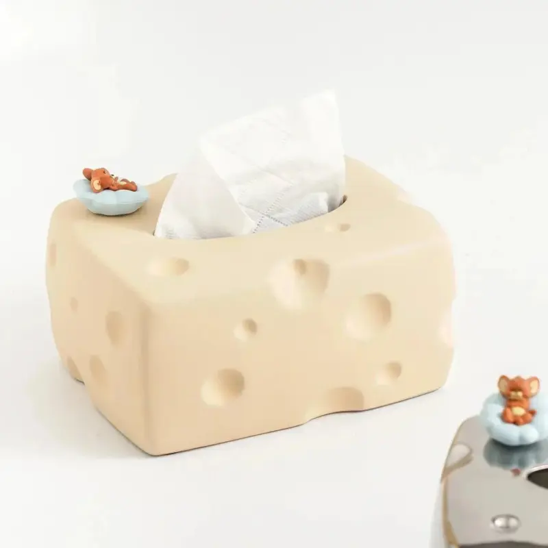 Cartoon Cheese Shape Ceramic Tissue Box tag1