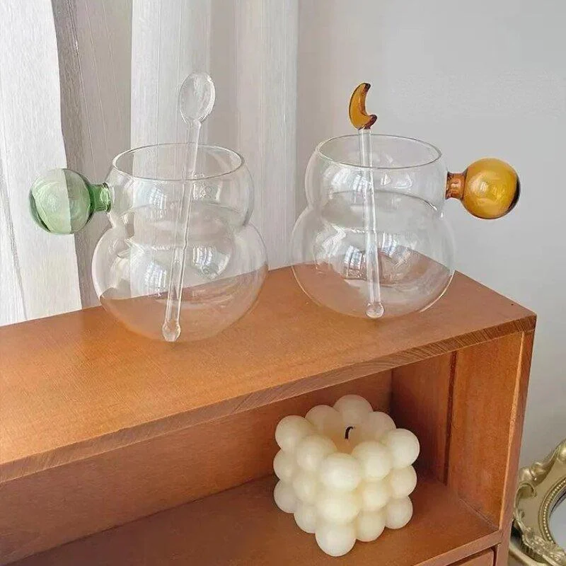 Cartoon Heat Resistant Glass Ball Handle Mug -  - #tag1#