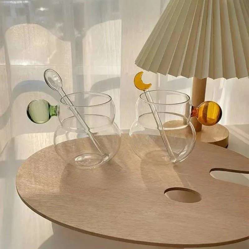 Cartoon Heat Resistant Glass Ball Handle Mug -  - #tag1#