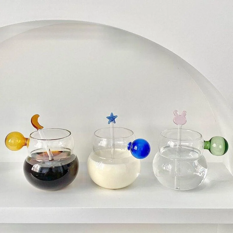 Cartoon Heat Resistant Glass Ball Handle Mug -  - #tag1#