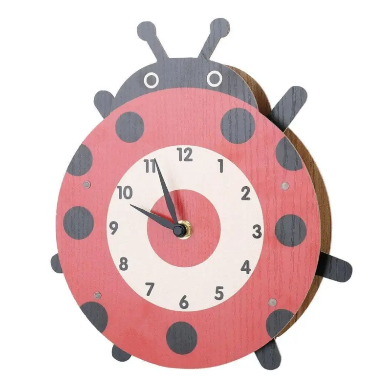 Cartoon Ladybug Wall Clock Fun Whimsical Home Decor