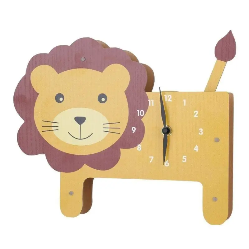 Cartoon Lion Swinging Wall Clock Playful Home Decor