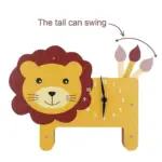 Cartoon Lion Swinging Wall Clock Playful Home Decor